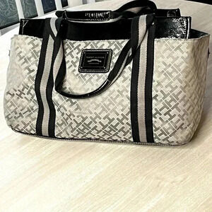 Tommy Hilfiger Satchel-Silver and black Patton with Tommy logo.